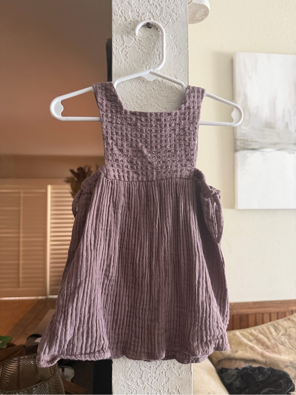 Zara Mauve Textured Cotton Dress for Girls